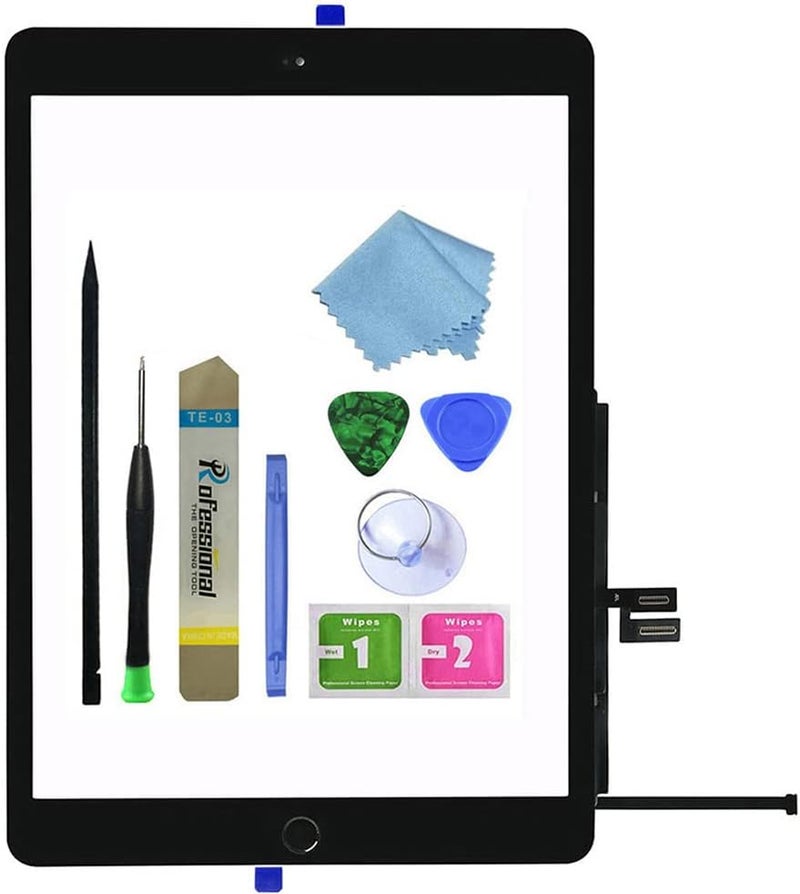 Zentop بديل شاشة اللمس لجهاز iPad 9 2021 الجيل التاسع A2602 A2603 A2604 A2605 مع زر الصفحة الرئيسية، حامل الكاميرا، لاصق مثبت مسبقًا، مجموعة أدوات الإصلاح - Image 1